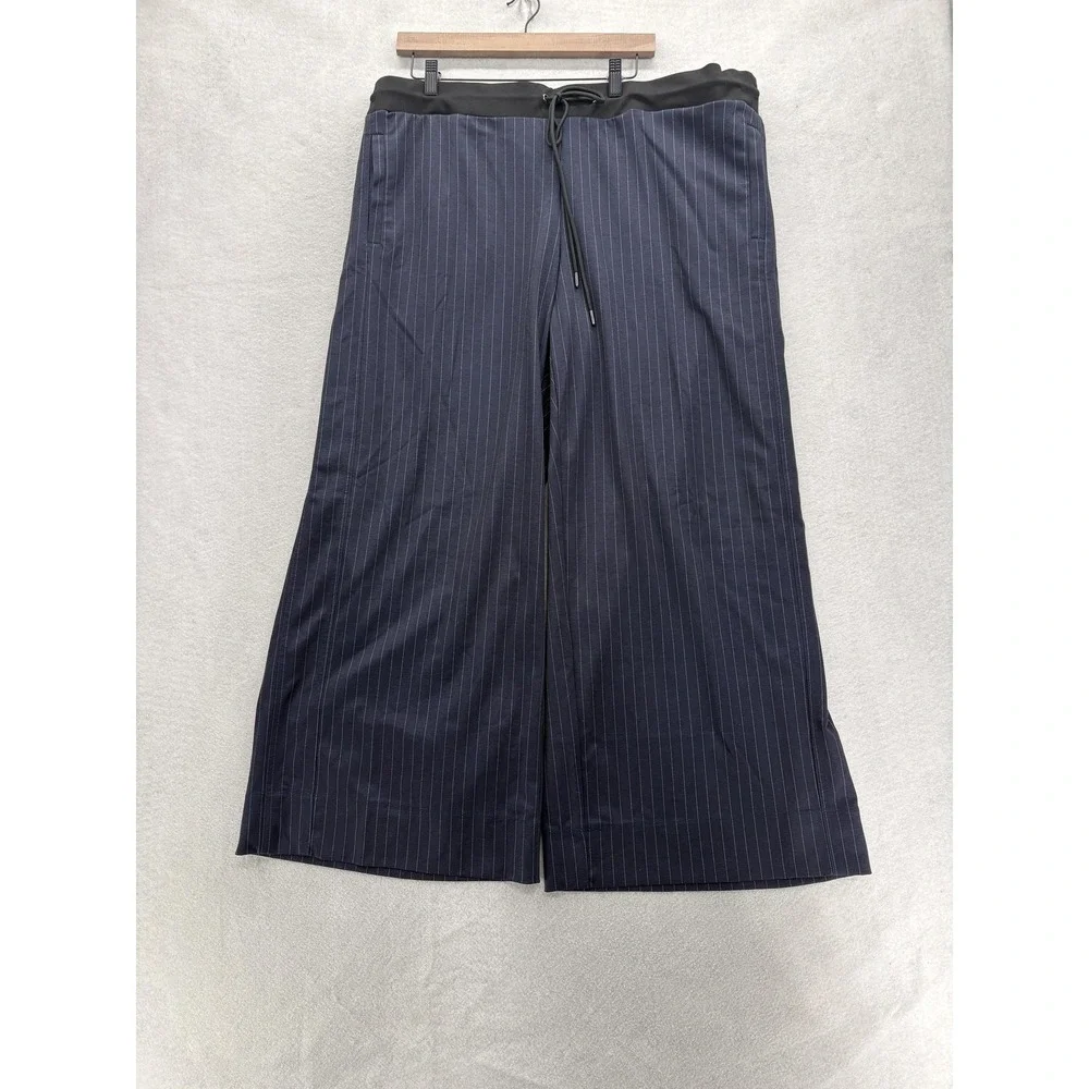 Lane Bryant Ponte Wide Leg Dress Pants Womens 22/24 Blue Pinstripe Stretch NWT